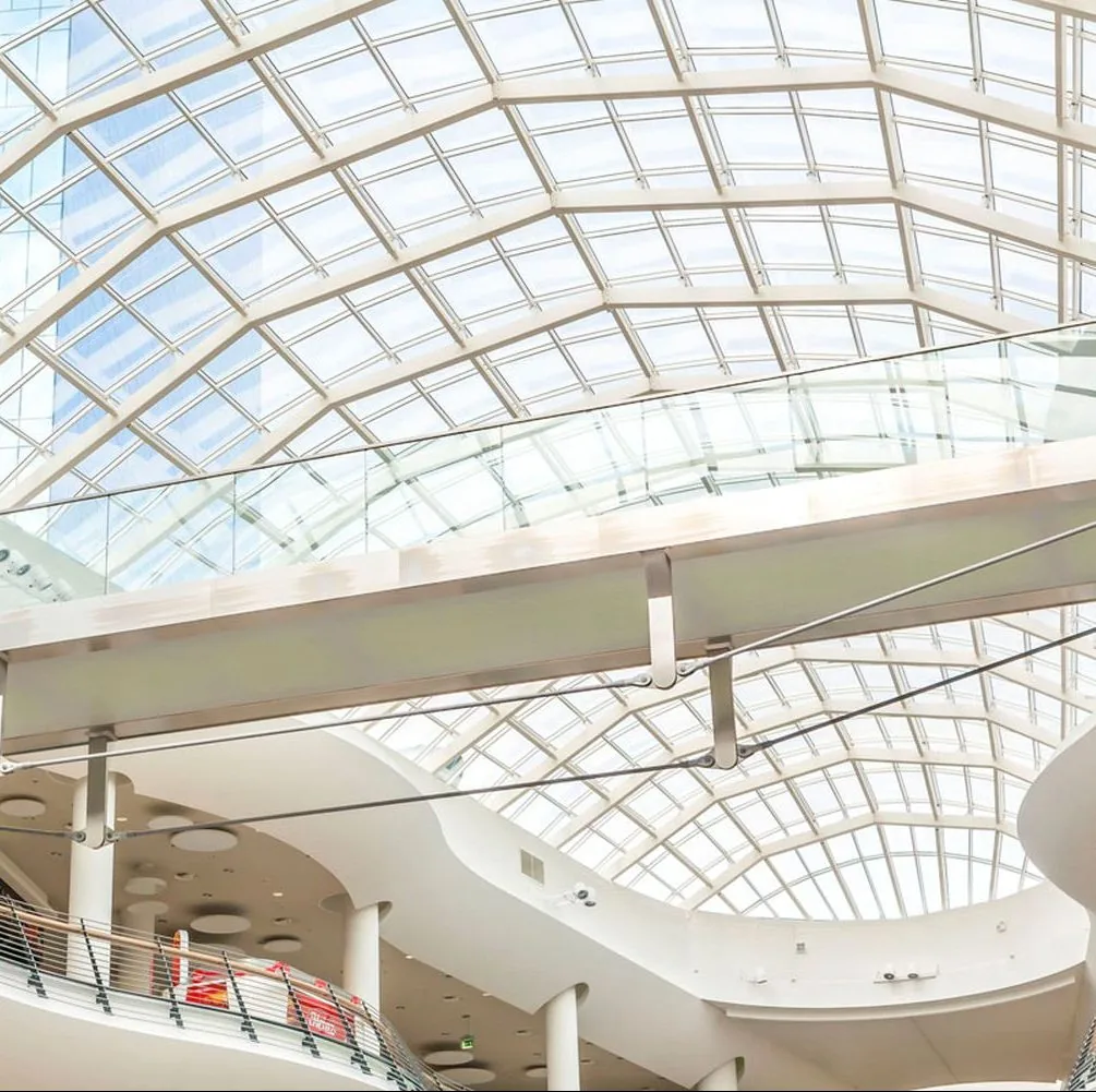 Steel-framed atrium skylight, shopping centre