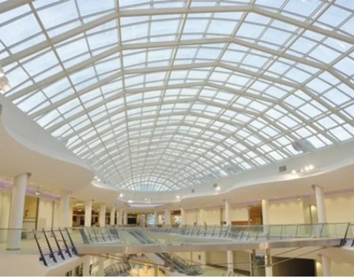 Skylight on the steel structure of a shopping centre